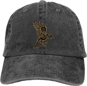 Scandinavian Pirate Odin's Raven Celtic Ponytail Baseball Cap Vintage Denim Cowboy Hat