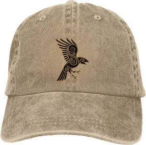 Scandinavian Pirate Odin's Raven Celtic Ponytail Baseball Cap Vintage Denim Cowboy Hat