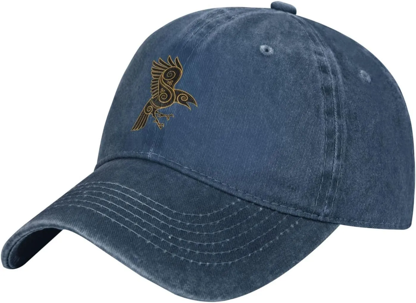 Scandinavian Pirate Odin's Raven Celtic Ponytail Baseball Cap Vintage Denim Cowboy Hat