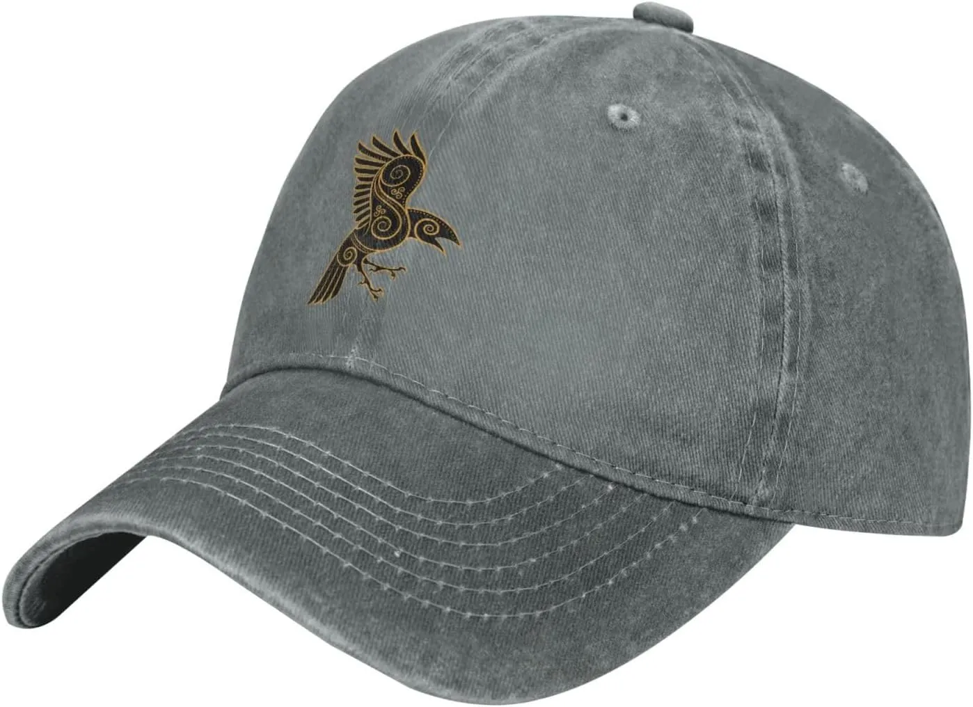 Scandinavian Pirate Odin's Raven Celtic Ponytail Baseball Cap Vintage Denim Cowboy Hat