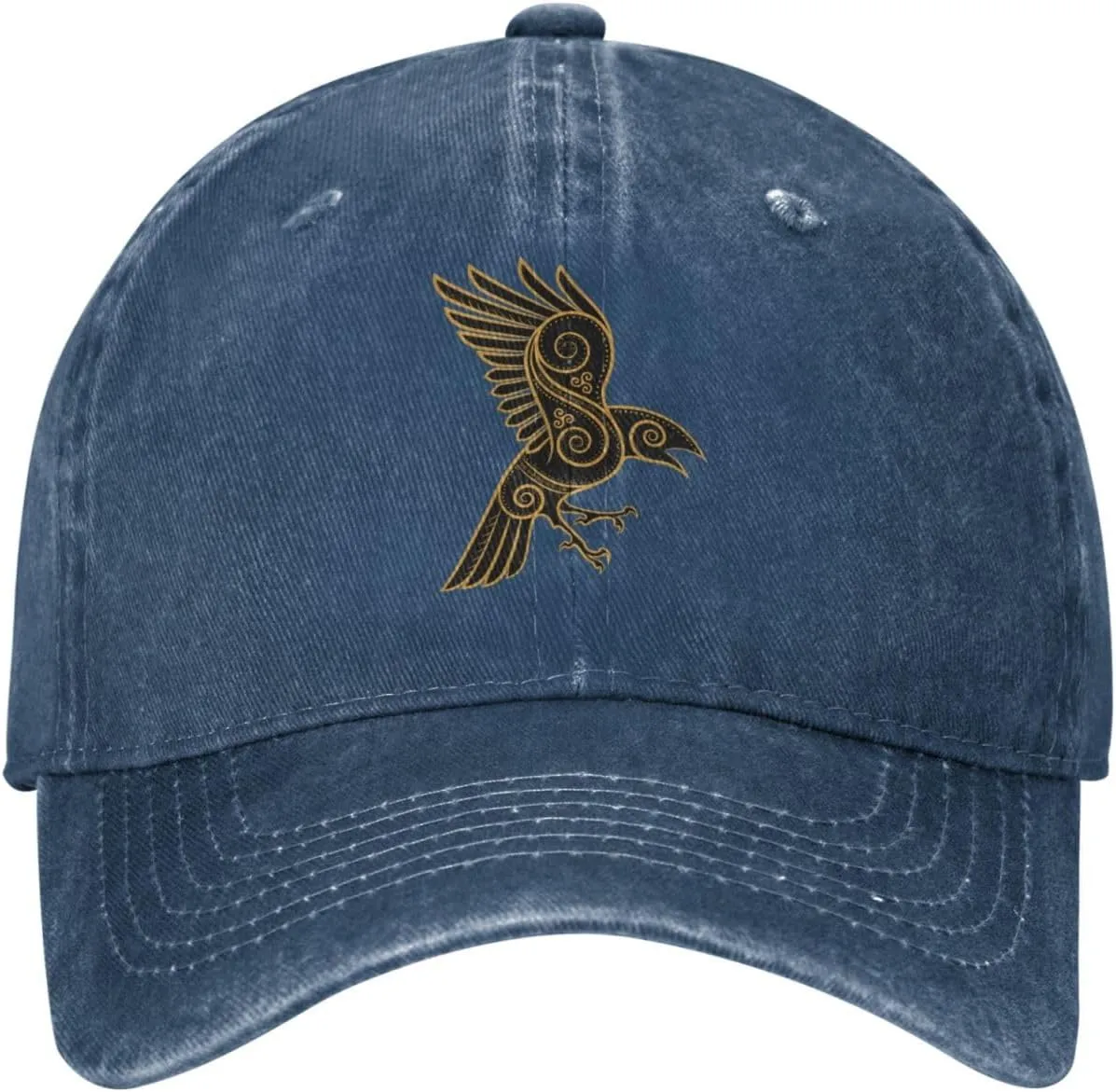Scandinavian Pirate Odin's Raven Celtic Ponytail Baseball Cap Vintage Denim Cowboy Hat