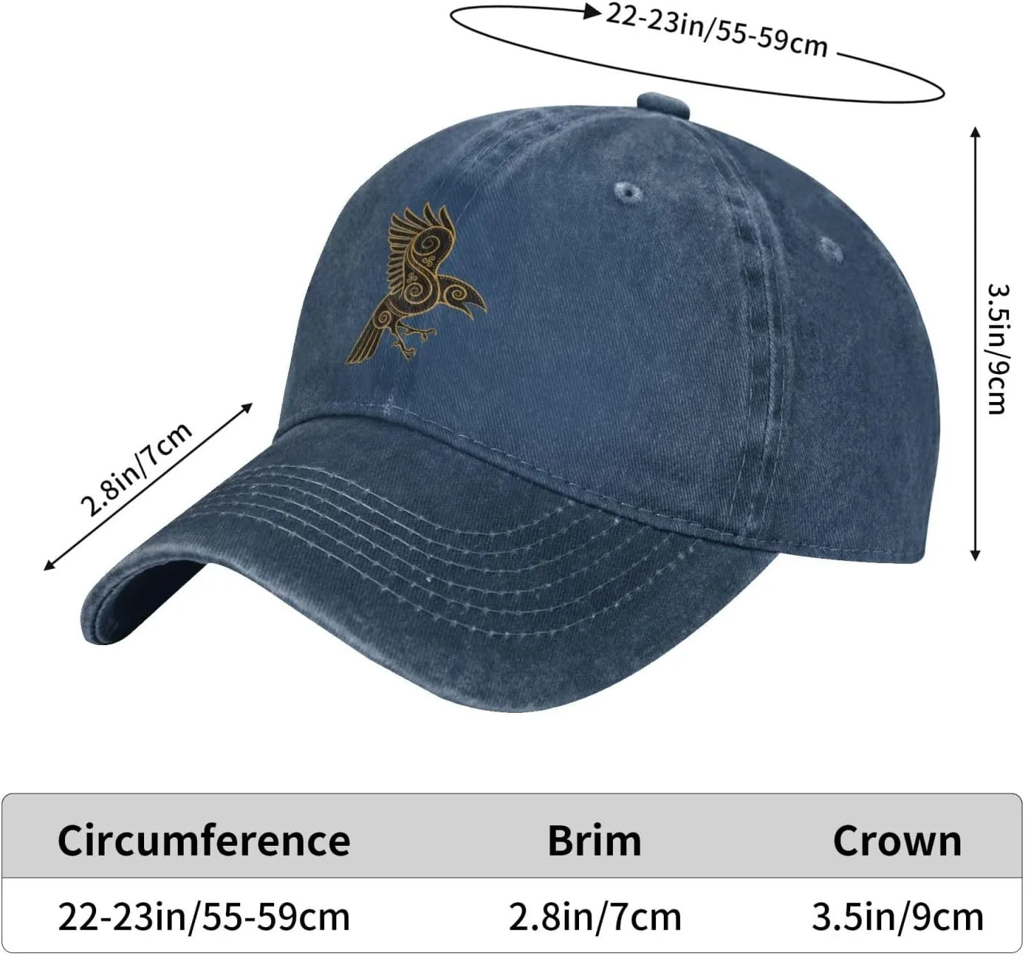 Scandinavian Pirate Odin's Raven Celtic Ponytail Baseball Cap Vintage Denim Cowboy Hat