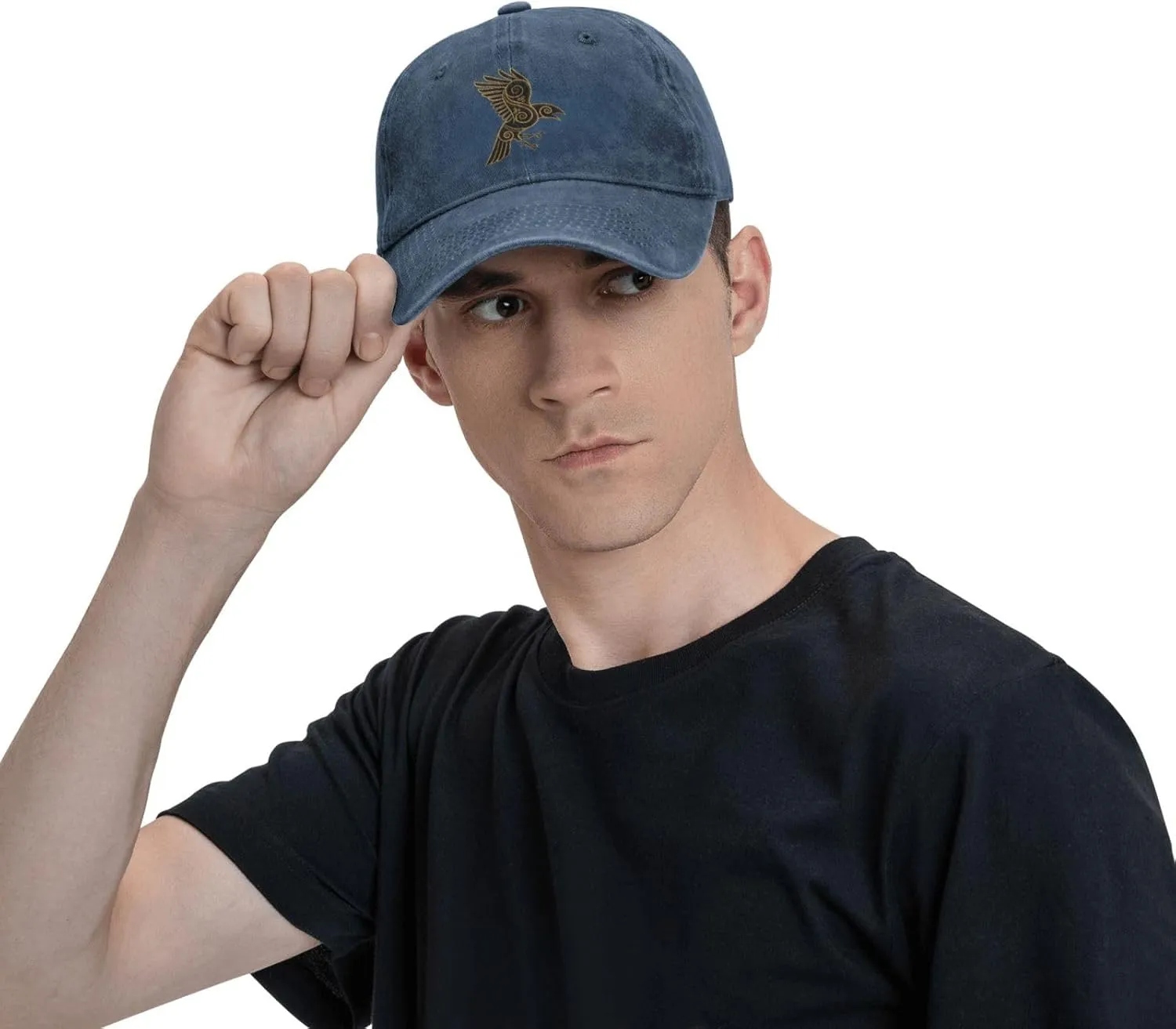 Scandinavian Pirate Odin's Raven Celtic Ponytail Baseball Cap Vintage Denim Cowboy Hat