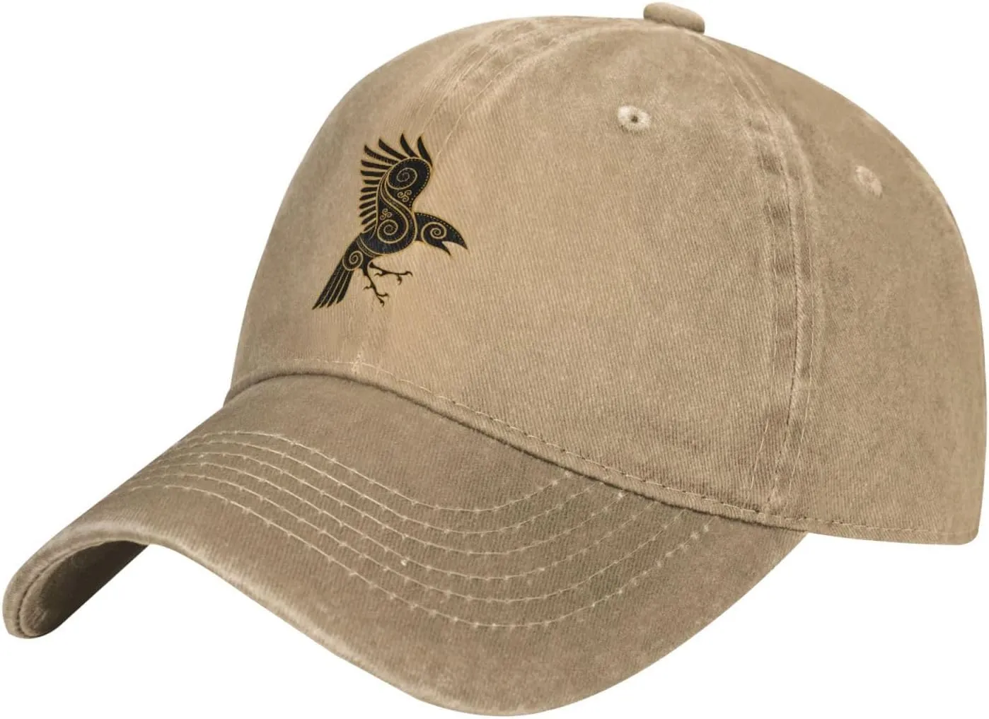 Scandinavian Pirate Odin's Raven Celtic Ponytail Baseball Cap Vintage Denim Cowboy Hat