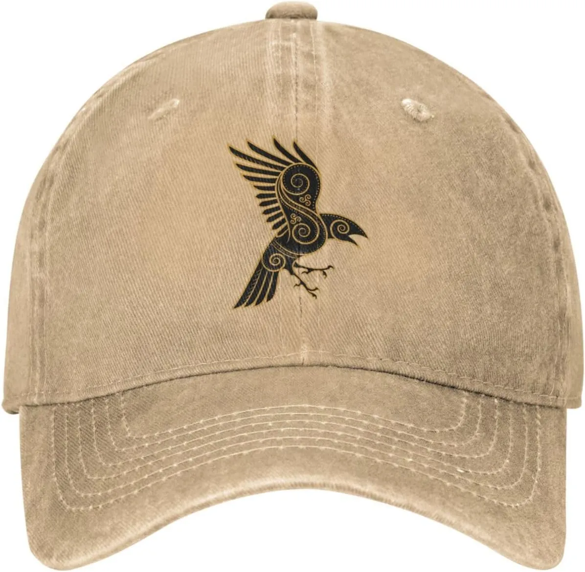 Scandinavian Pirate Odin's Raven Celtic Ponytail Baseball Cap Vintage Denim Cowboy Hat