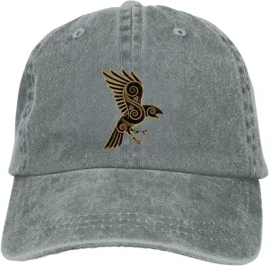 Scandinavian Pirate Odin's Raven Celtic Ponytail Baseball Cap Vintage Denim Cowboy Hat