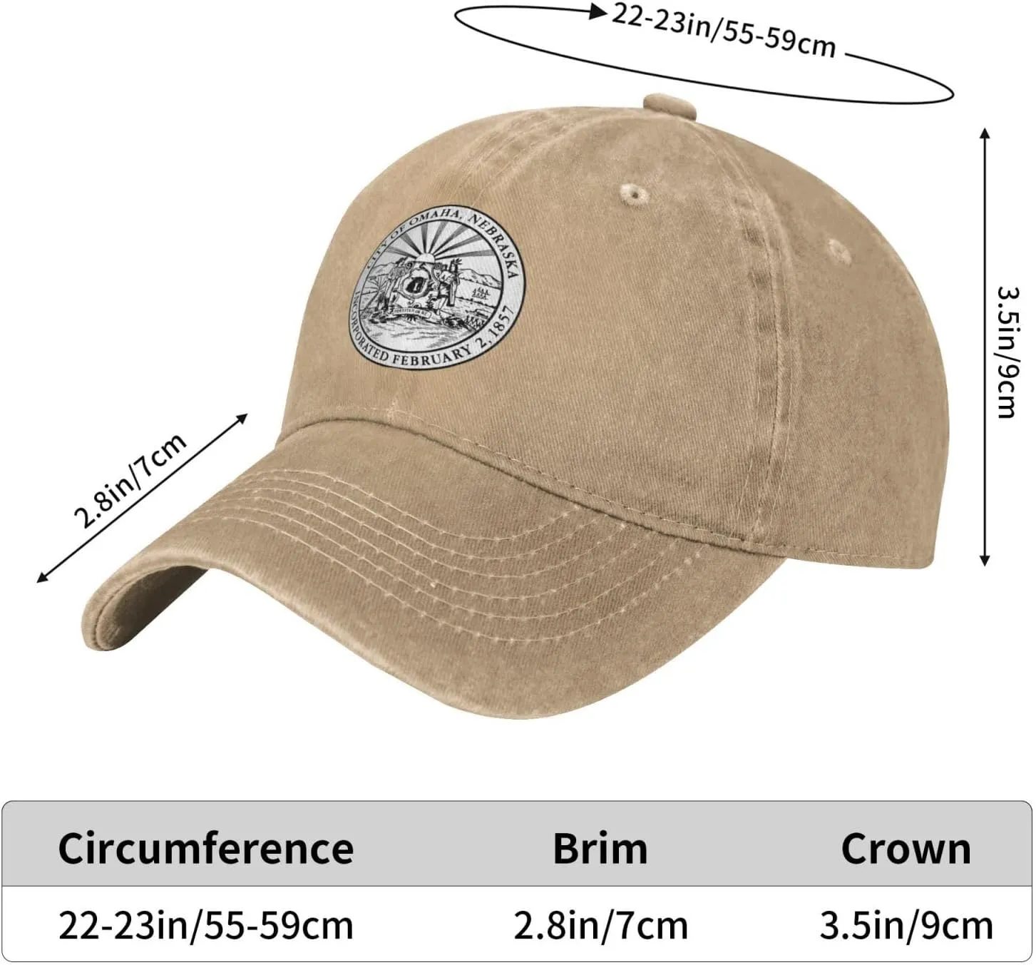 Seal of Omaha, Nebraska Baseball Cap for Men Women Adjustable Vintage Washed Cotton Dad Hat