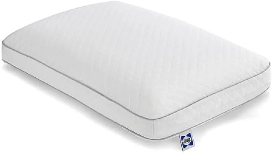 Sealy Essentials Memory Foam Bed Pillow for Pressure Relief, Adaptive Memory Foam Pillow with Washable Knit Cover, Standard, 24 x 16 in x 5 in,White