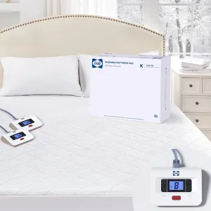 Sealy Heated Mattress Pad King Size with Plush Top, Coral Fleece Electric Bed Warmer with Dual Controller, 10 Heat Settings & Auto Off 1-12 Hours, Fit Up to 17" Deep Pocket, Machine Washable 78"x80"