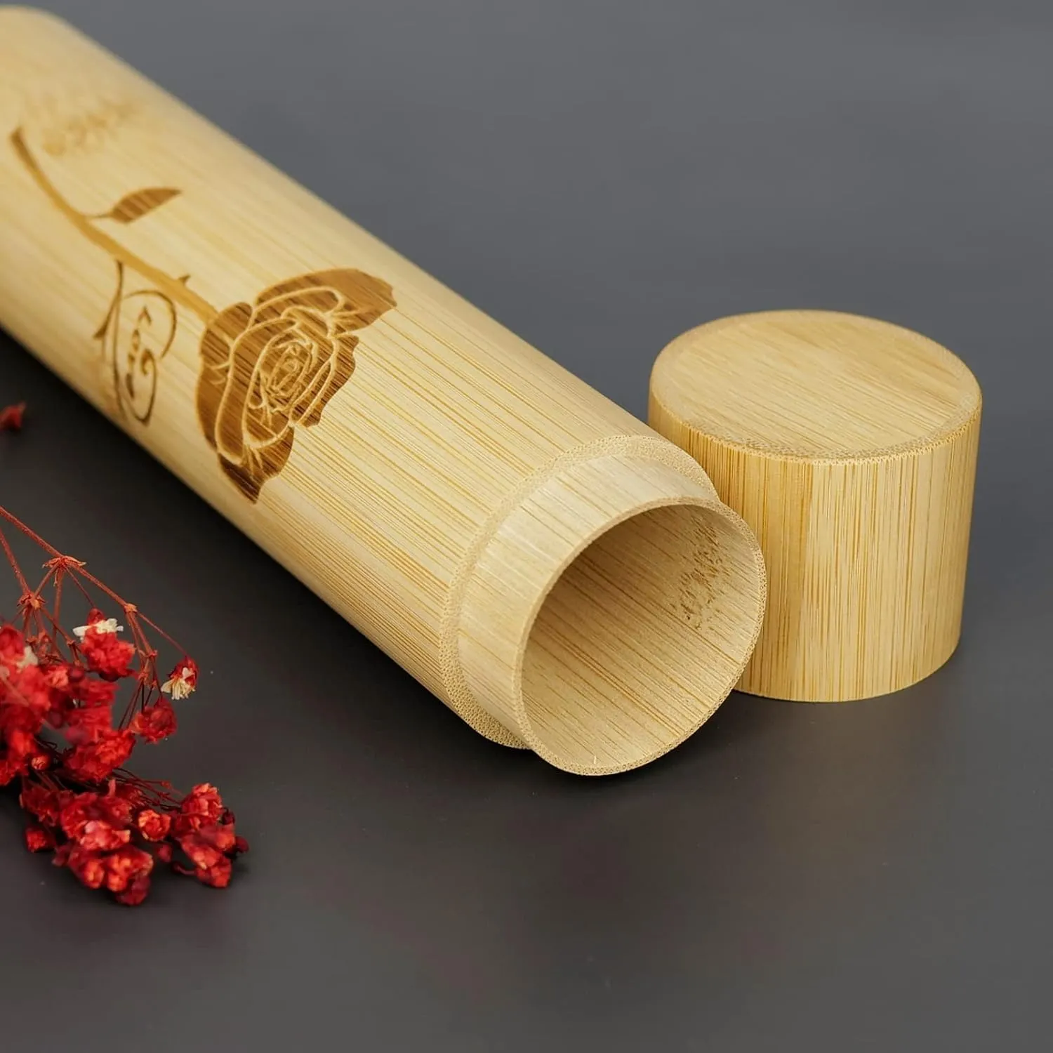 Set of 2 Small Bamboo Scattering Urns Tube for Human Ashes, ECO & Biodegradable Friendly Bamboo Spreading Cremation Tube Urn for Male Female Child Pet Ashes
