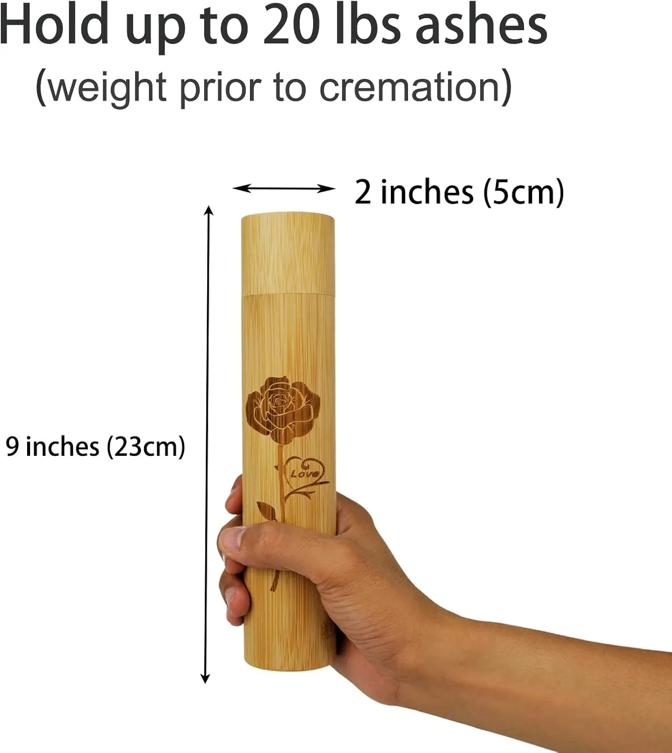 Set of 2 Small Bamboo Scattering Urns Tube for Human Ashes, ECO & Biodegradable Friendly Bamboo Spreading Cremation Tube Urn for Male Female Child Pet Ashes