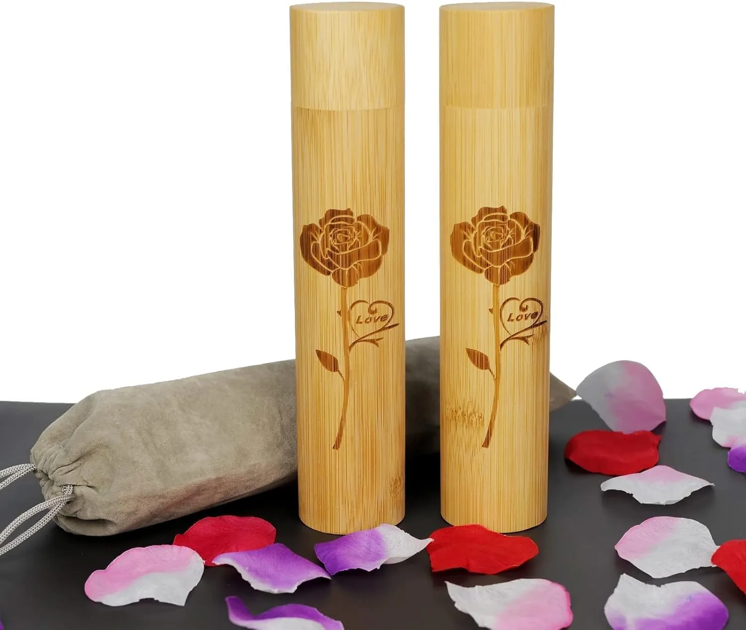 Set of 2 Small Bamboo Scattering Urns Tube for Human Ashes, ECO & Biodegradable Friendly Bamboo Spreading Cremation Tube Urn for Male Female Child Pet Ashes
