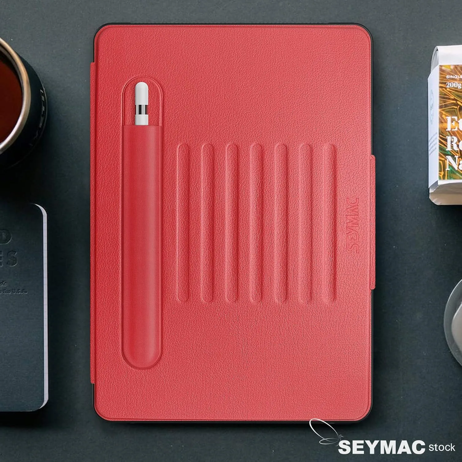 SEYMAC stock Case for iPad 9th/8th/7th Generation 10.2'', Strong Magnetic Auto Sleep Shockproof Case with Absorbing Multi-Angles Stand, Pen Holder, Card Slot (Red)