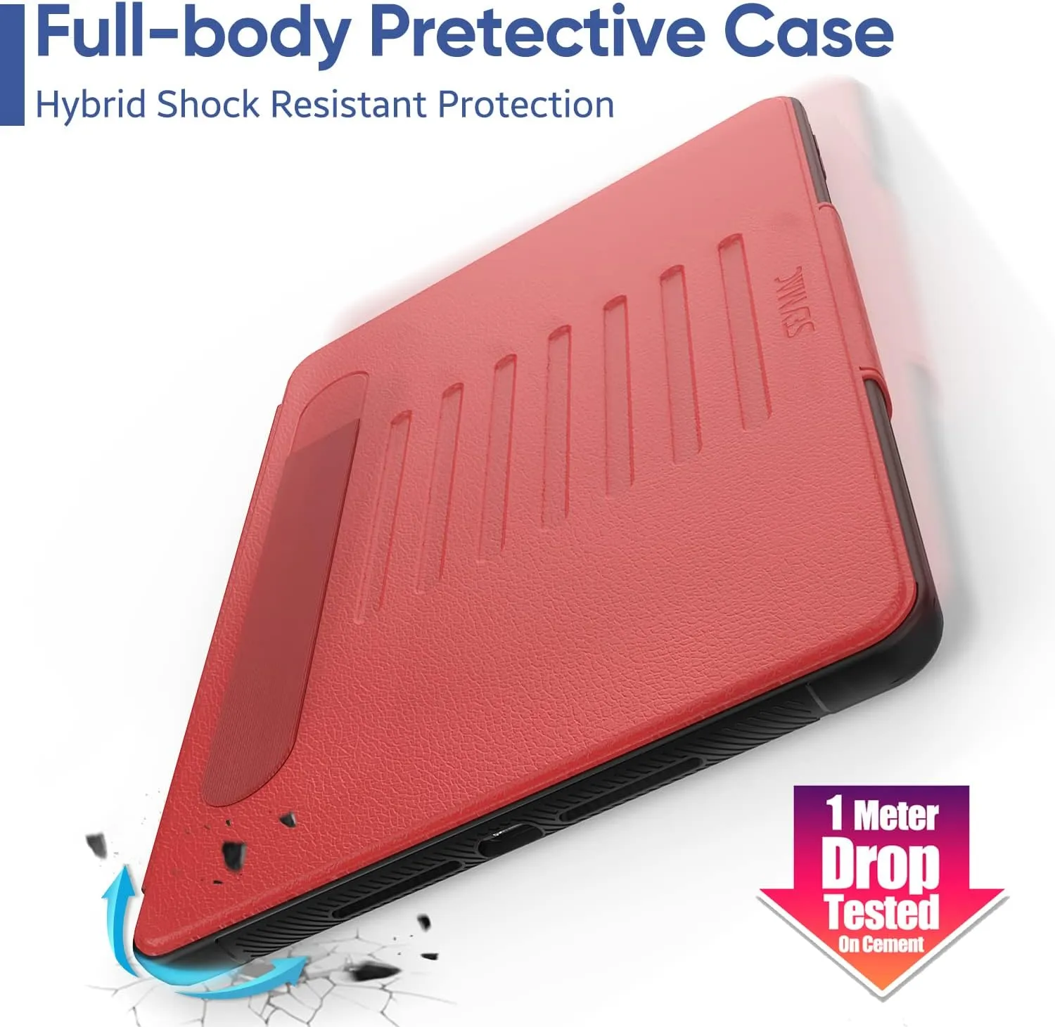 SEYMAC stock Case for iPad 9th/8th/7th Generation 10.2'', Strong Magnetic Auto Sleep Shockproof Case with Absorbing Multi-Angles Stand, Pen Holder, Card Slot (Red)
