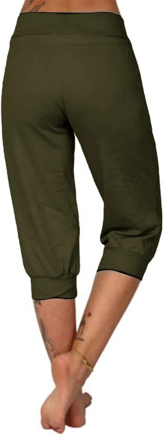 SHAOBGE Summer Pants for Women 2024 Summer New Casual Cropped Elastic Pants for Women Fashion Trendy Pants for