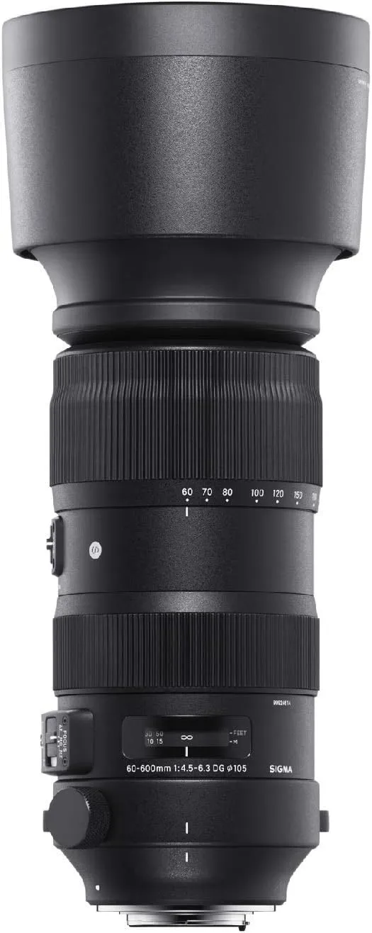 Sigma 60-600mm f/22-32 Fixed Zoom F4.5-6.3 DG OS HSM Camera Lenses, Black (730954), Canon EF