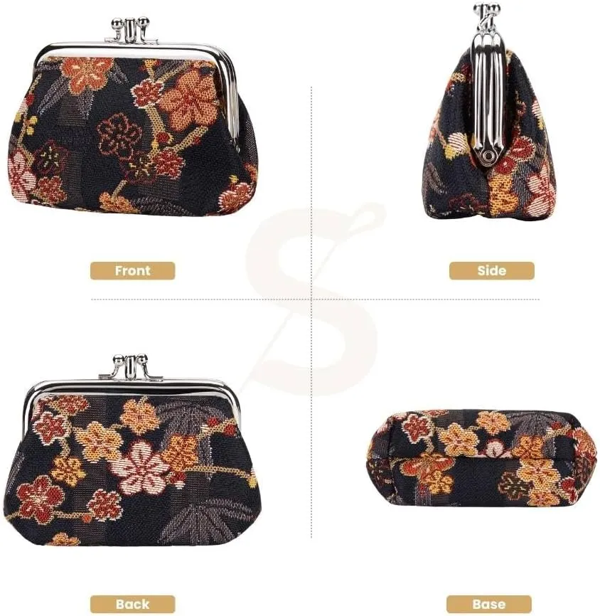 Signare Tapestry Double Pocket Change Pouch Kiss lock Coin Purse for Women