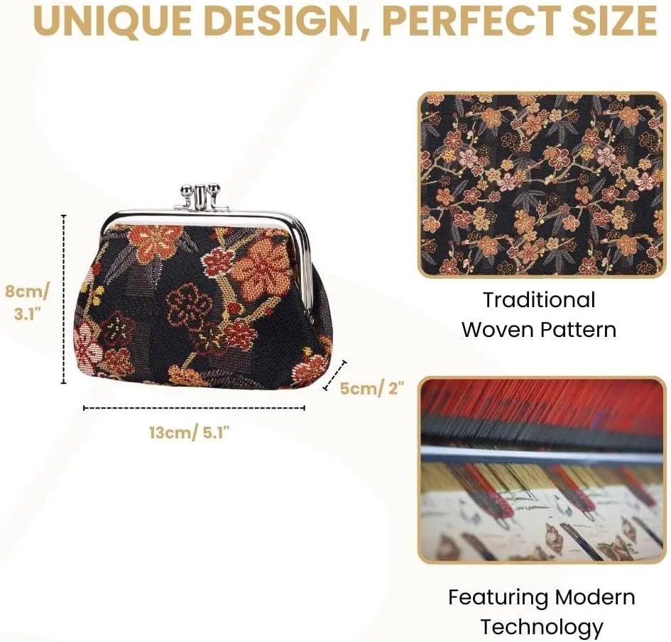 Signare Tapestry Double Pocket Change Pouch Kiss lock Coin Purse for Women