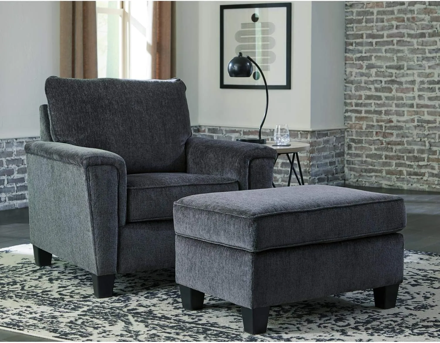 Signature Design by Ashley Abinger Contemporary Rectangle Ottoman, Dark Gray