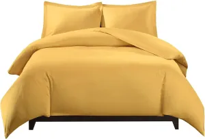 Silky Soft Viscose from Bamboo Full/Queen 3PC Duvet Cover Set, Gold, Cool and Breathable Comforter Covers