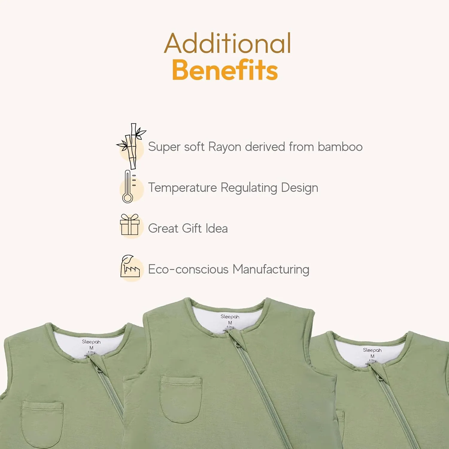 Sleepah Unisex Rayon Made from Bamboo Baby Sleep Sack 4.0 TOG, 2-Way Zipper Wearable Blanket Baby Green S 0-6M
