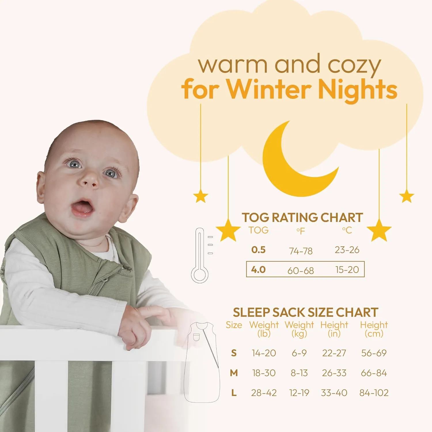 Sleepah Unisex Rayon Made from Bamboo Baby Sleep Sack 4.0 TOG, 2-Way Zipper Wearable Blanket Baby Green S 0-6M