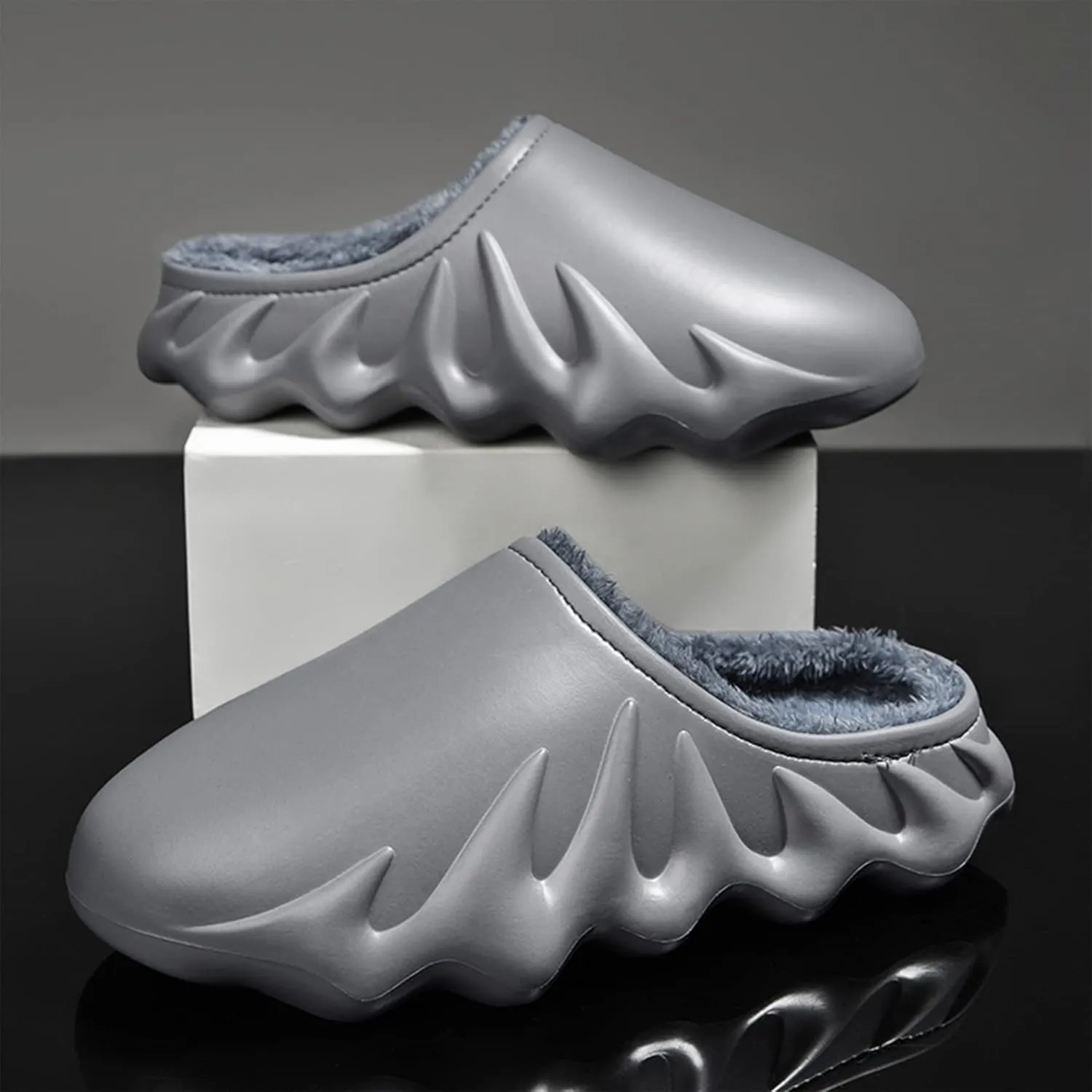 Slippers for Woman Mens Indoor Outdoor EVA Waterproof Fur Lined Clog Memory Foam House Slippers