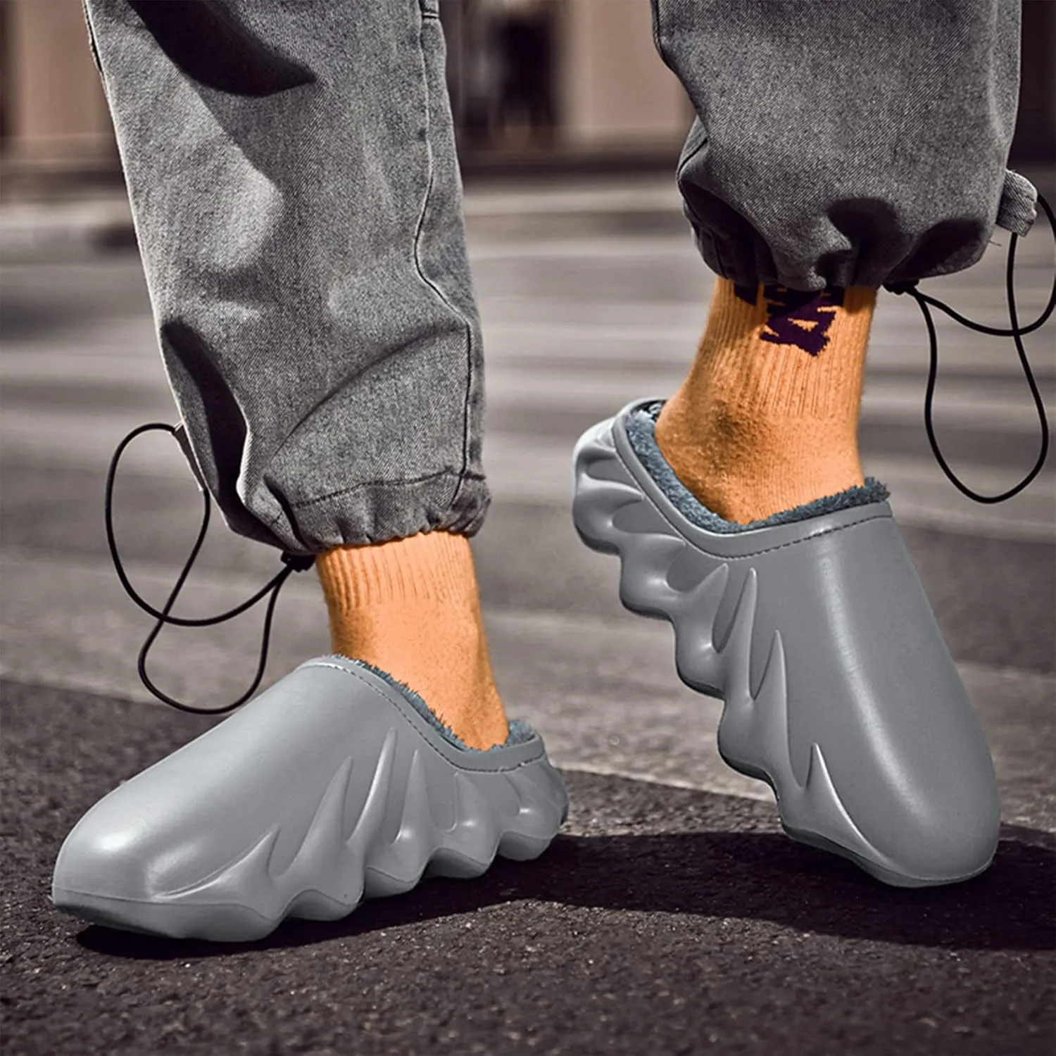 Slippers for Woman Mens Indoor Outdoor EVA Waterproof Fur Lined Clog Memory Foam House Slippers