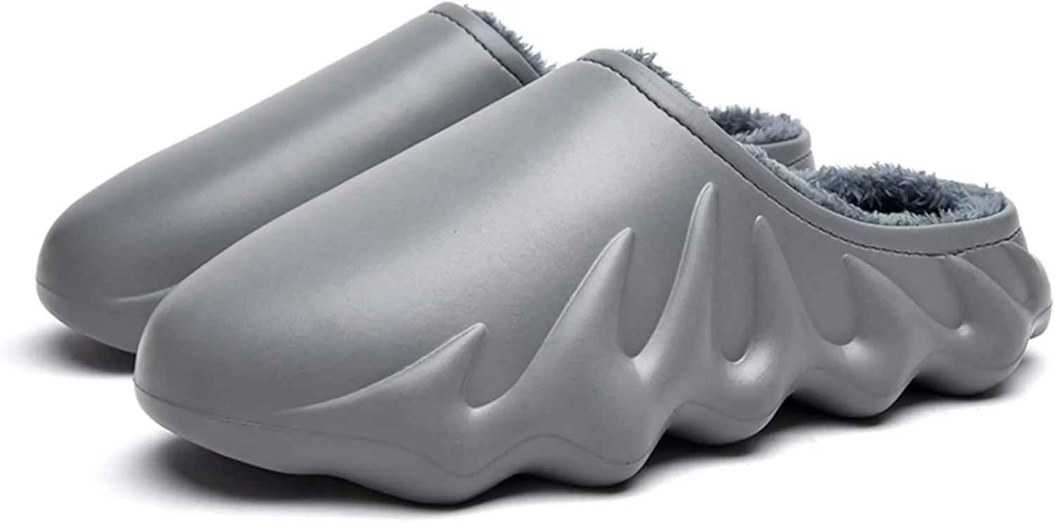 Slippers for Woman Mens Indoor Outdoor EVA Waterproof Fur Lined Clog Memory Foam House Slippers