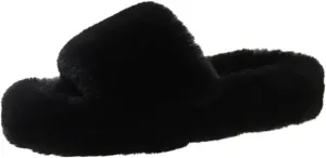 Slippers for Women, Memory Foam House Bedroom Slippers Comfy Faux Fur Lined Slide Shoes Outdoor Open Toe Slippers
