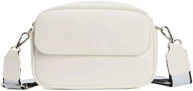 Small Crossbody Purse for Women, Vegan Leather Shoulder Bag with Adjustable Strap, Lightweight & Stylish (Beige With Brown)