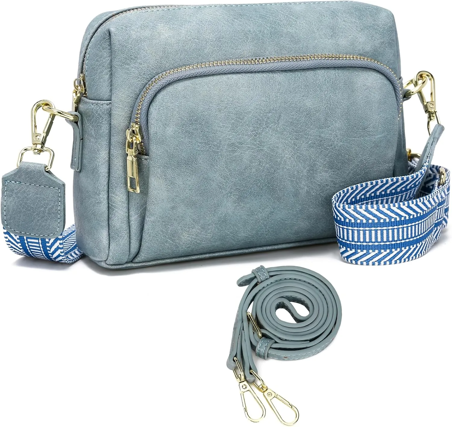 Small Crossbody Purses for Women, Vegan Leather Travel Crossbody Bags, Shoulder Handbags with Guitar Strap and Leather Strap