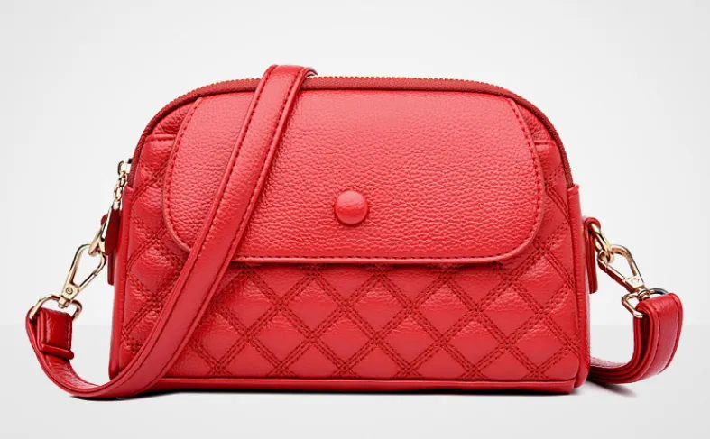 Small Diamond Stitched Leather Crossbody Bag