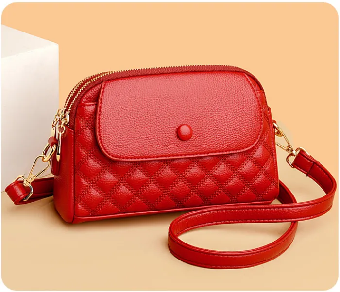 Small Diamond Stitched Leather Crossbody Bag