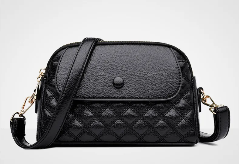 Small Diamond Stitched Leather Crossbody Bag