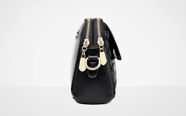 Small Diamond Stitched Leather Crossbody Bag