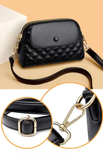 Small Diamond Stitched Leather Crossbody Bag