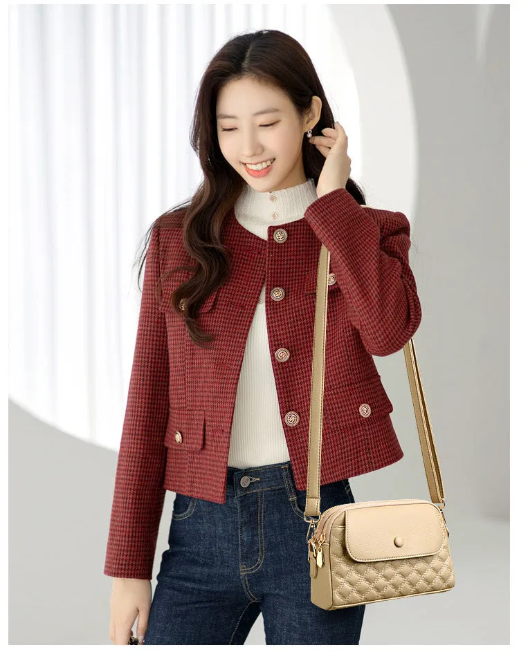 Small Diamond Stitched Leather Crossbody Bag