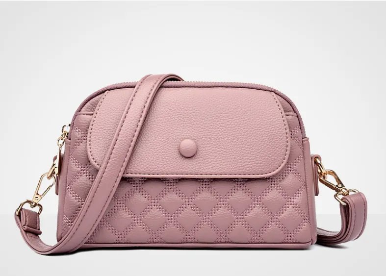 Small Diamond Stitched Leather Crossbody Bag