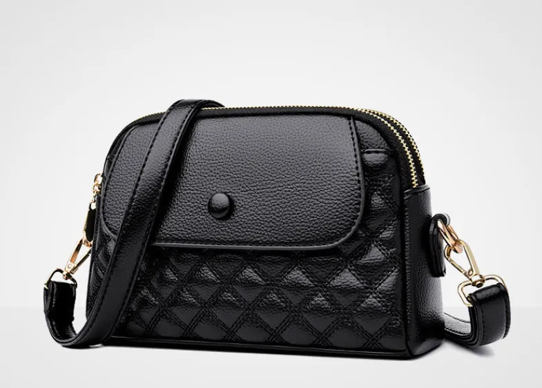 Small Diamond Stitched Leather Crossbody Bag