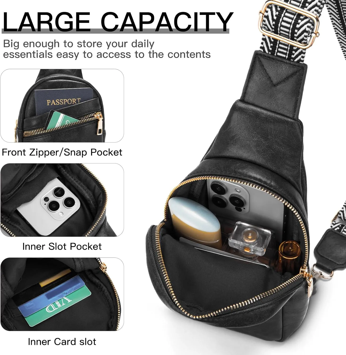 Small Sling Bag for Women - Vegan Leather Crossbody Purse with Fanny Pack Style for Women