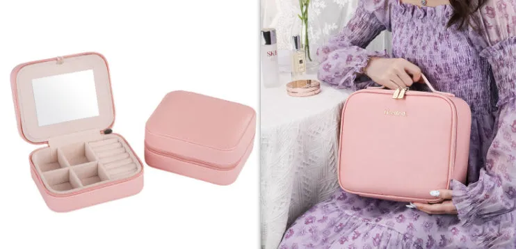 Smart LED Cosmetic Case With Mirror Cosmetic Makeup Travel Bag