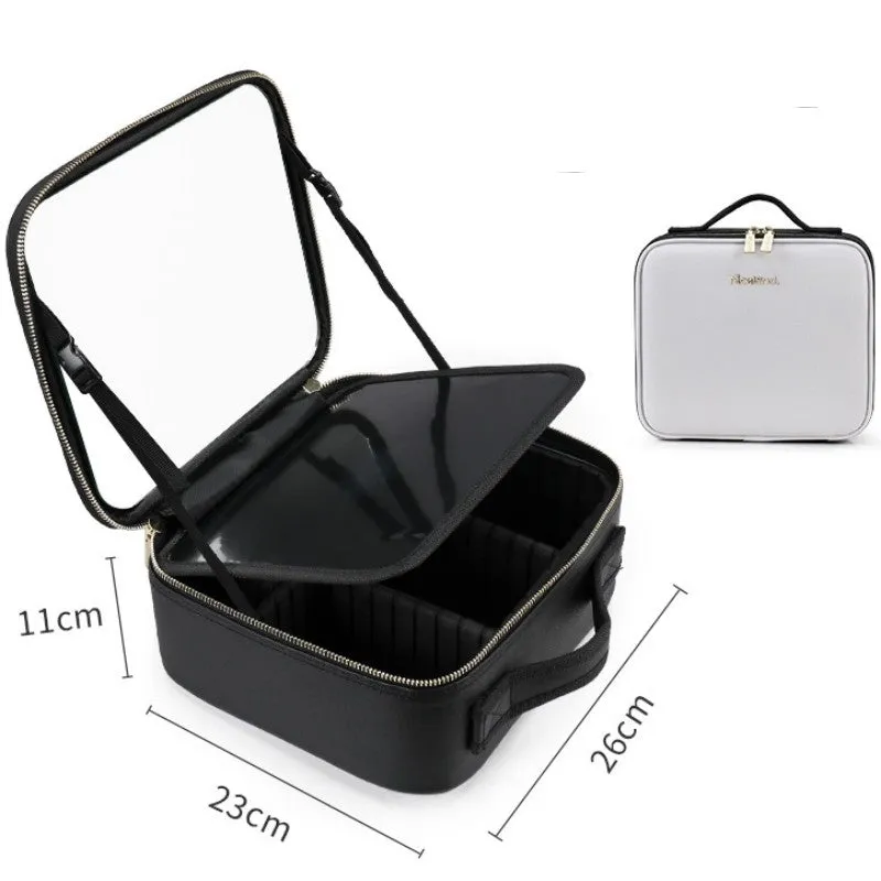 Smart LED Cosmetic Case With Mirror Cosmetic Makeup Travel Bag
