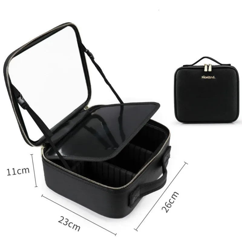 Smart LED Cosmetic Case With Mirror Cosmetic Makeup Travel Bag