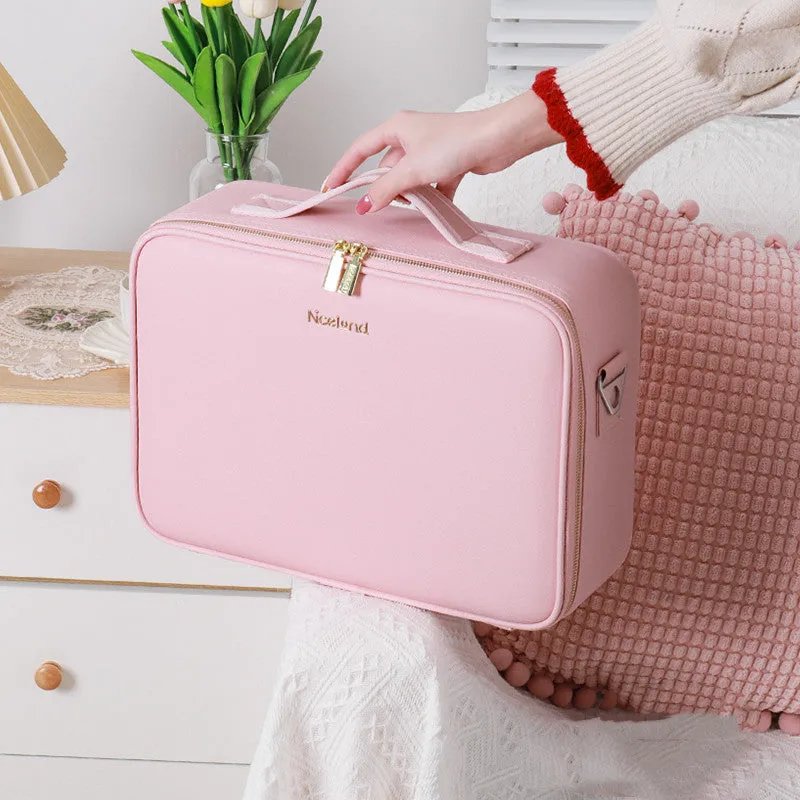 Smart LED Cosmetic Case With Mirror Cosmetic Makeup Travel Bag