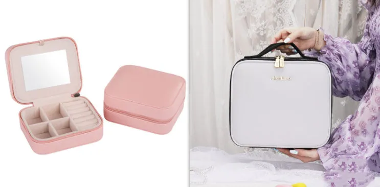 Smart LED Cosmetic Case With Mirror Cosmetic Makeup Travel Bag