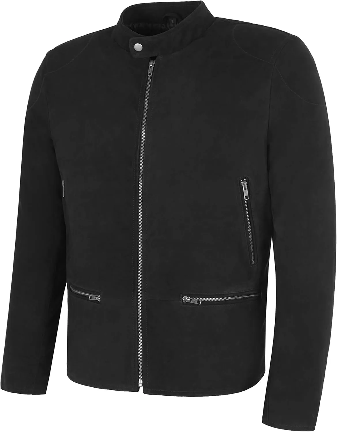 Smart Range Leather ALFERD RACER Men's Jacket Black Premium GOAT SUEDE LIGHT CLASSIC Fashion Jacket 8916