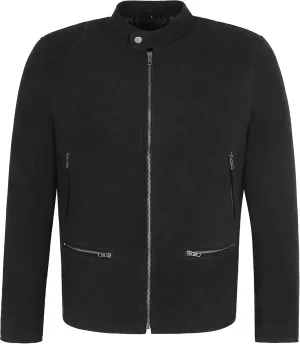 Smart Range Leather ALFERD RACER Men's Jacket Black Premium GOAT SUEDE LIGHT CLASSIC Fashion Jacket 8916