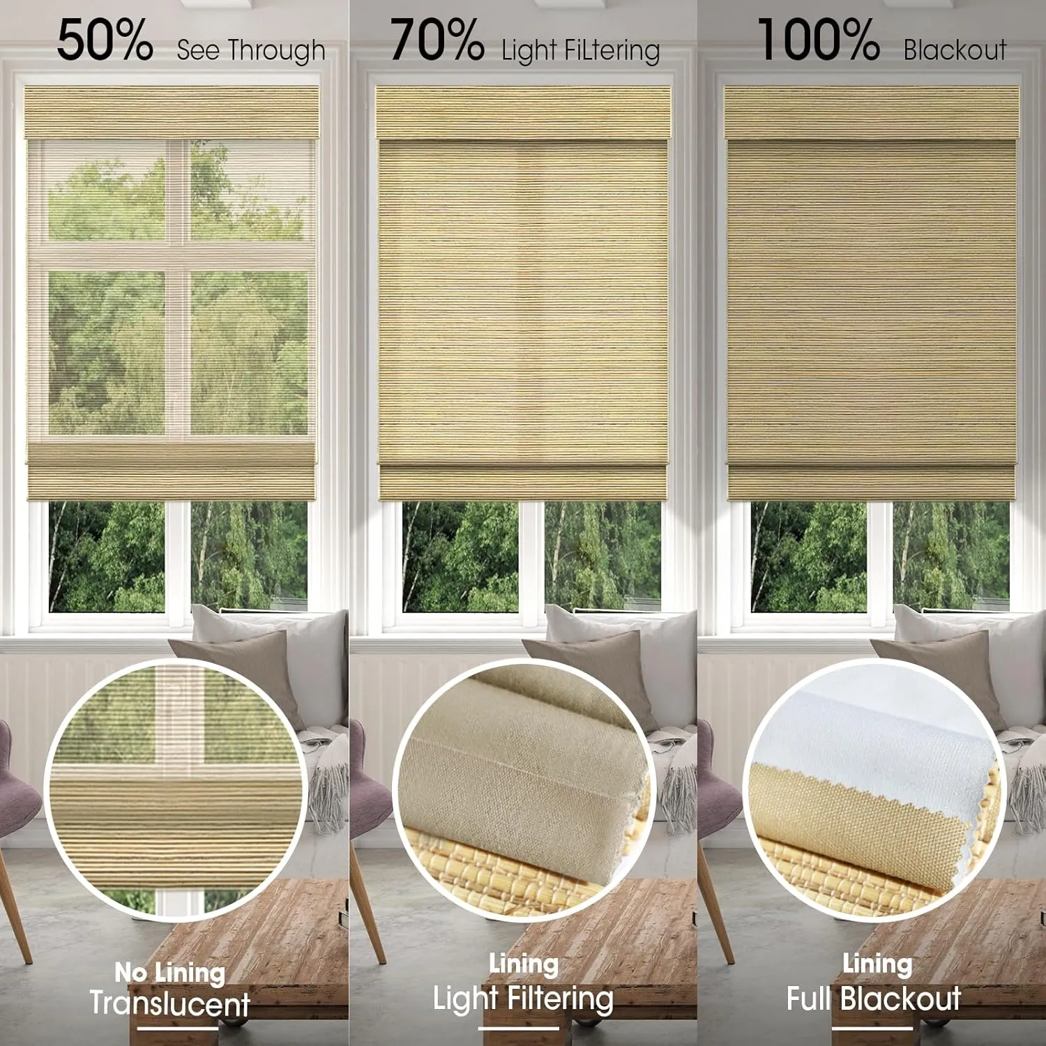 SmartWings Motorized Natural Woven Wood Blinds for Windows, Electric Auto Roman Shades with Remote for Sliding Doors, Compatitable with Alexa/Homekit/Google Home, Customized, Jute Bamboo-019