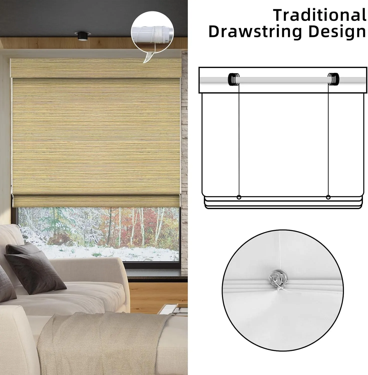 SmartWings Motorized Natural Woven Wood Blinds for Windows, Electric Auto Roman Shades with Remote for Sliding Doors, Compatitable with Alexa/Homekit/Google Home, Customized, Jute Bamboo-019